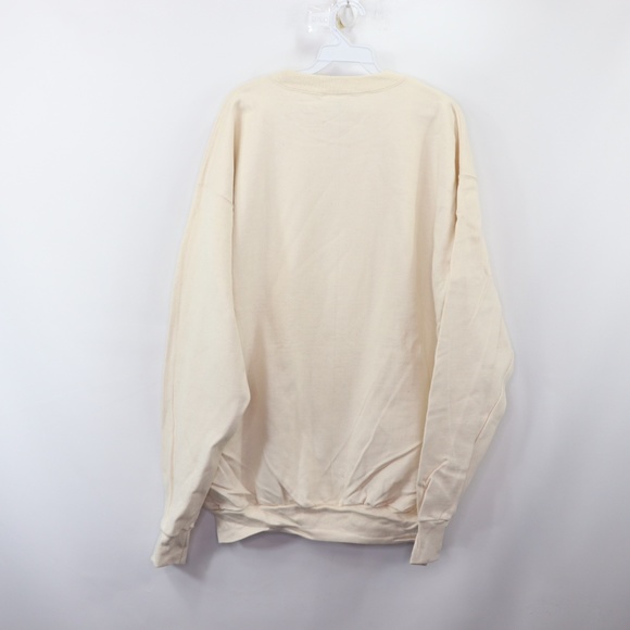 90s New Eco Fibre Mens XL Crewneck Sweater Cream - Picture 7 of 8